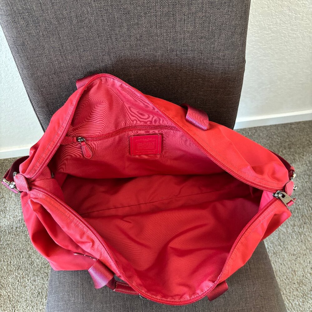 Coach duffel bag in gorgeous red, like new. - Picture 4 of 11